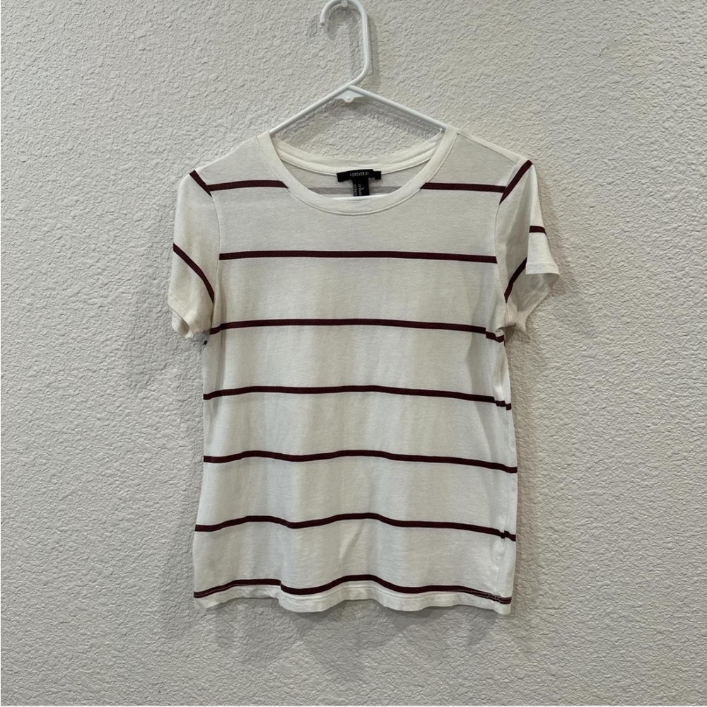 Forever 21 Fitted Black and White Striped T-Shirt